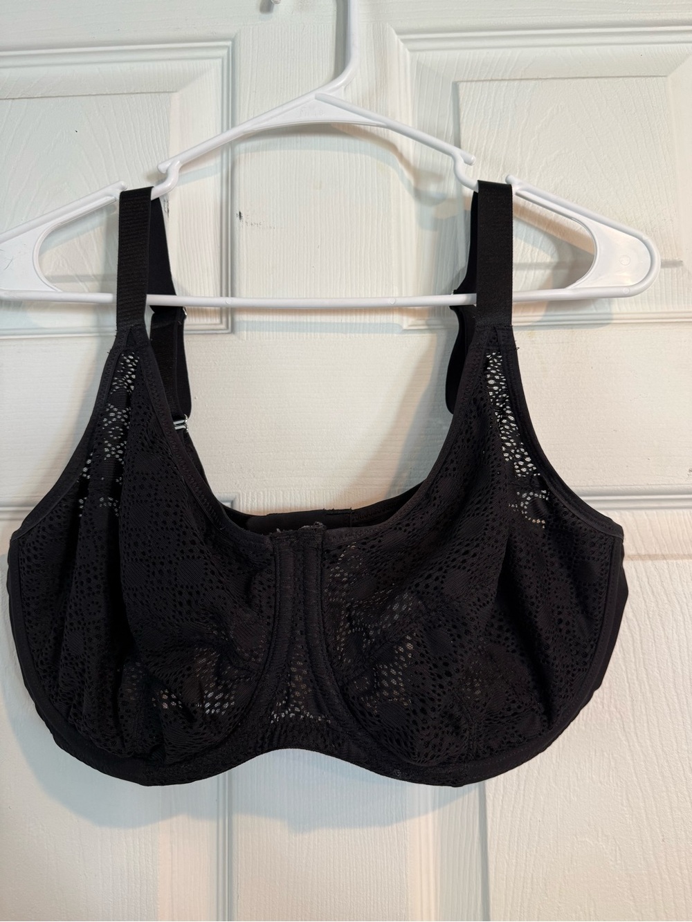 Glamorise Black Lace Full Coverage Underwire Bra